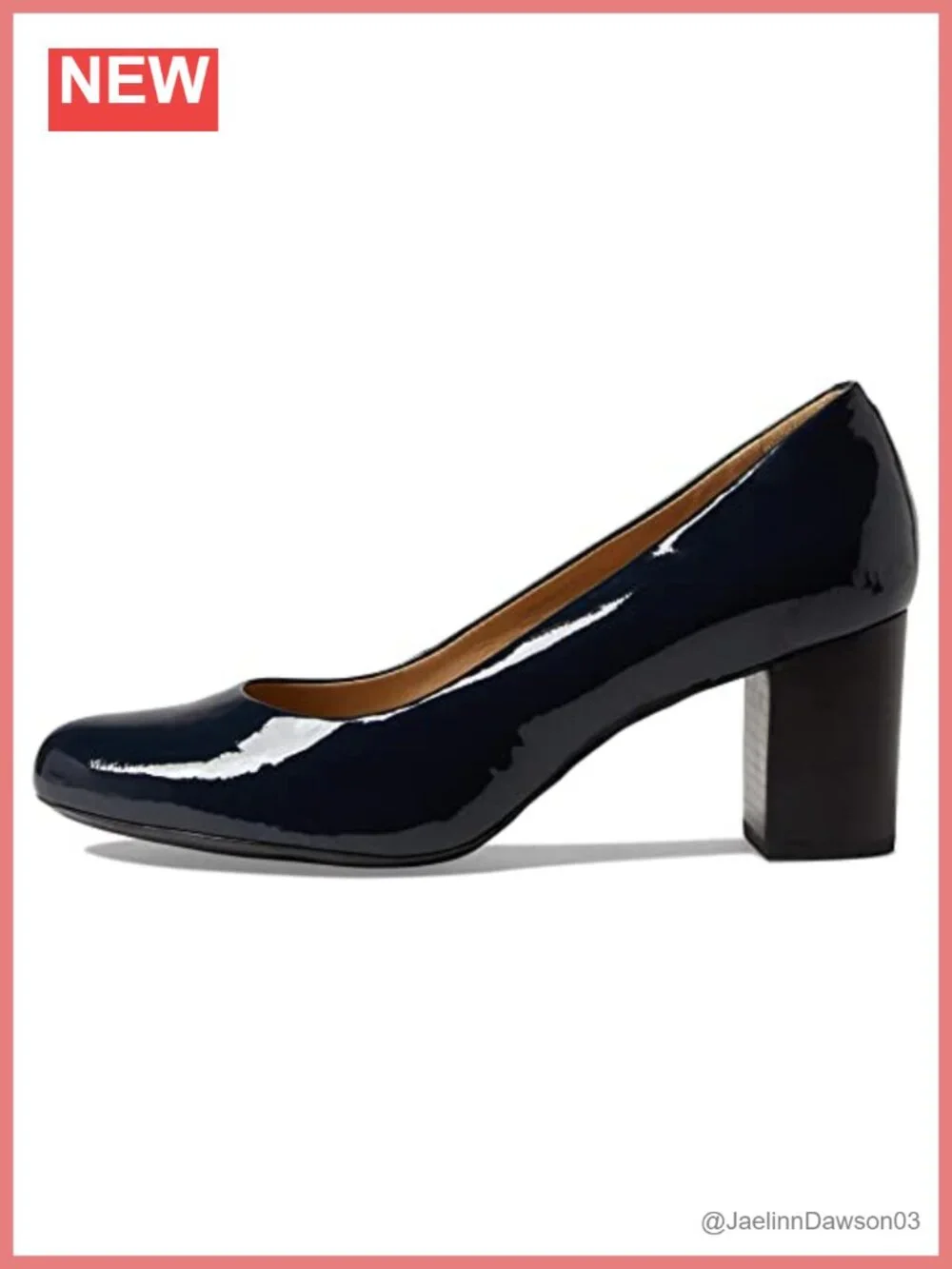 Women's Leather Pumps Slip-On with Cushioned Insole and Block Heel